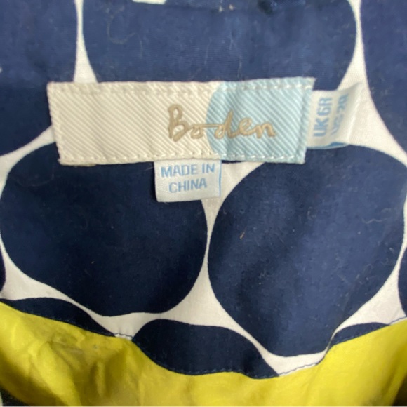 Boden Rainy Day Mac Sz 2 Navy White Yellow Polka Dot Jacket - Picture 4 of 12